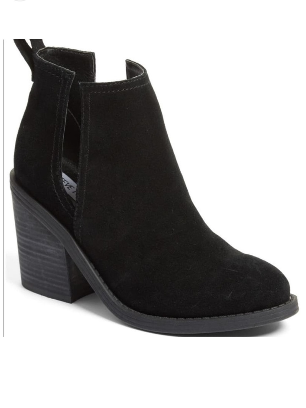 Steve Madden Black Suede Cutout Ankle Bootie